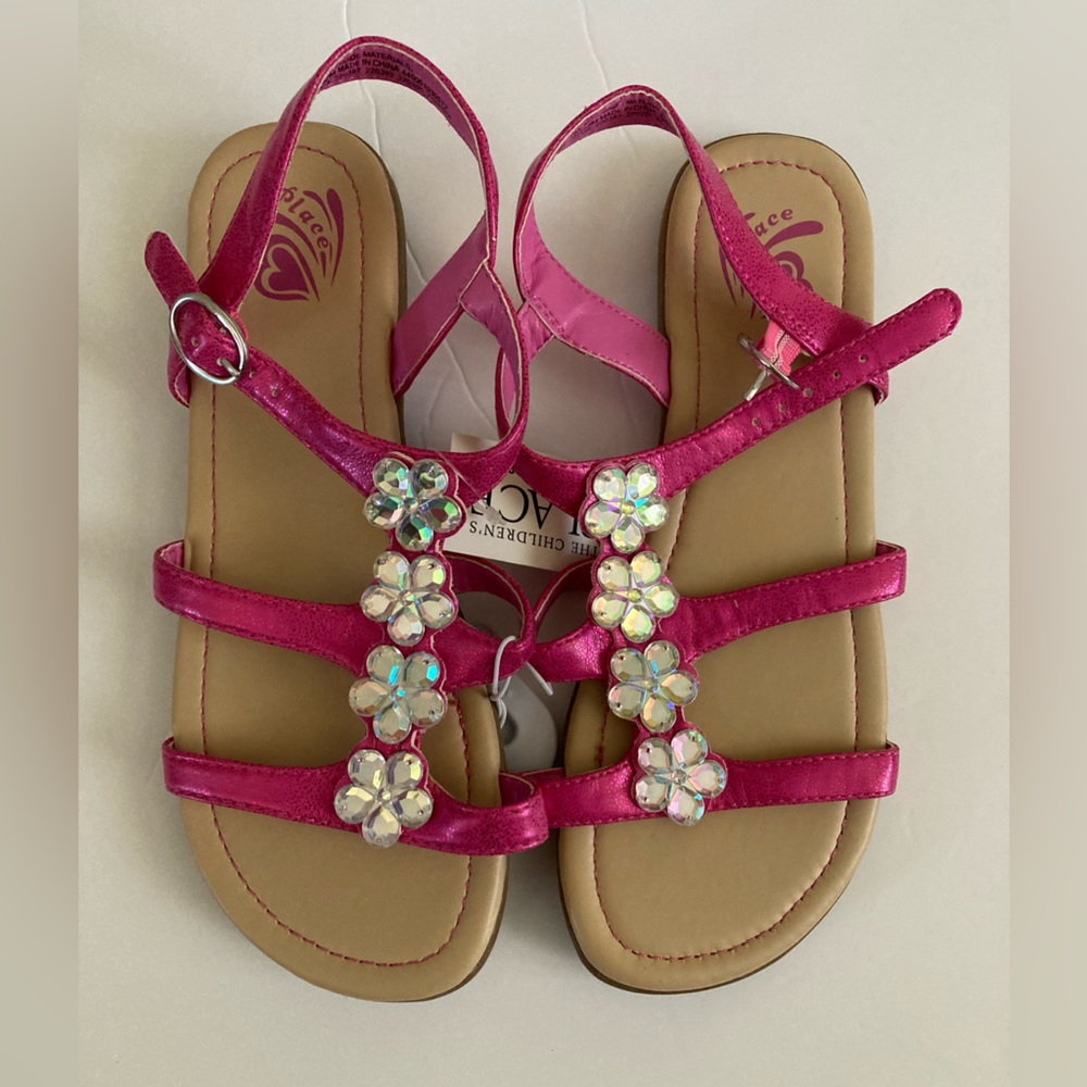 *Children’s Place New Hot Pink With Crystal Floral Accent Sandal #H